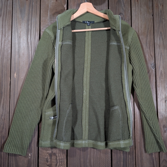 Neve Women's Green Wool Zip-Up Sweater L - Picture 6 of 10